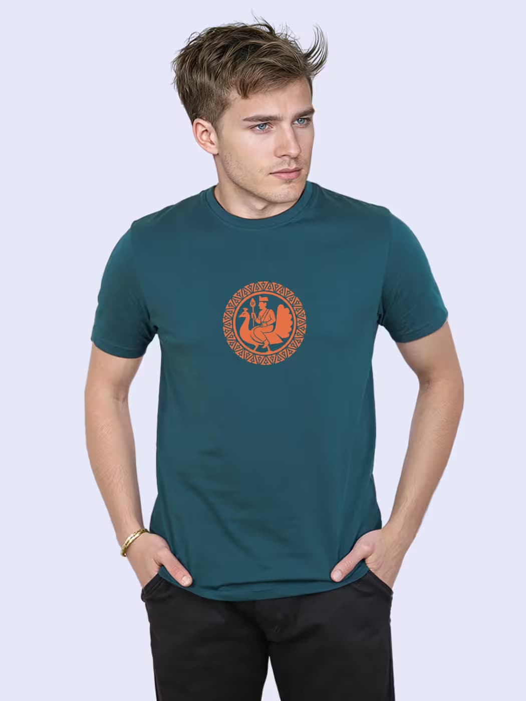Peacock Ride T-Shirt For Men - Half Sleeve