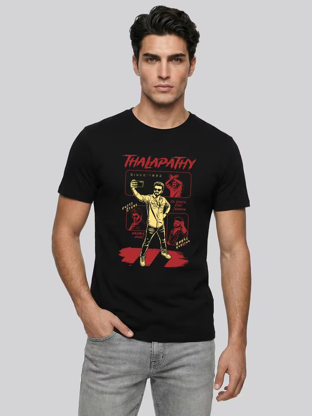 Thalapathy Vijay T-Shirt For Men - Half Sleeve