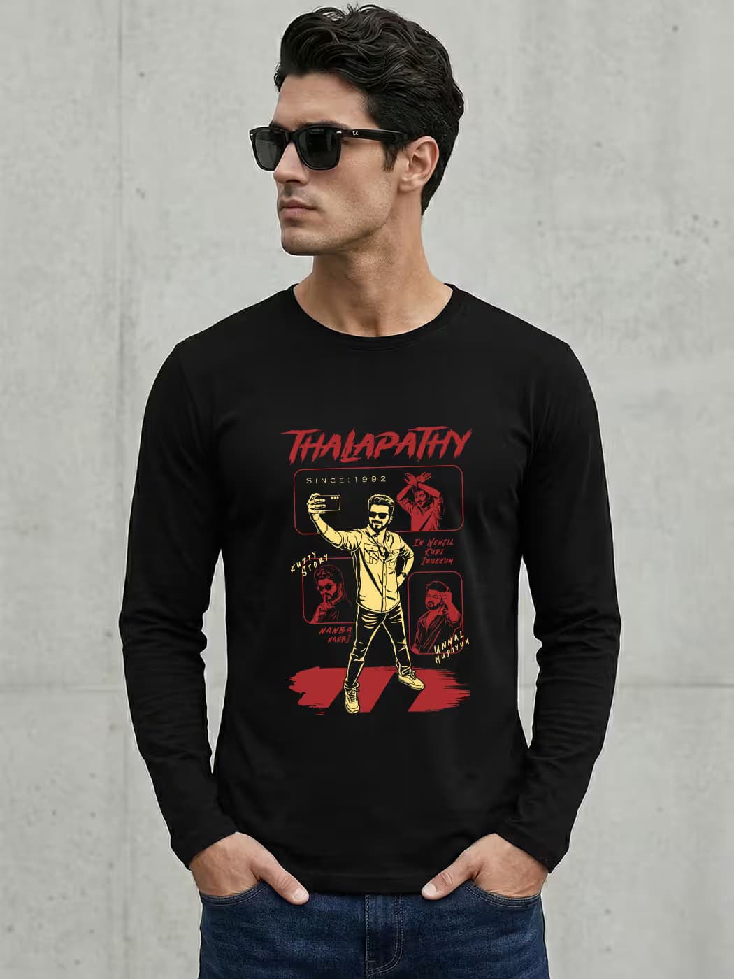 Thalapathy Vijay T-Shirt For Men - Full Sleeve
