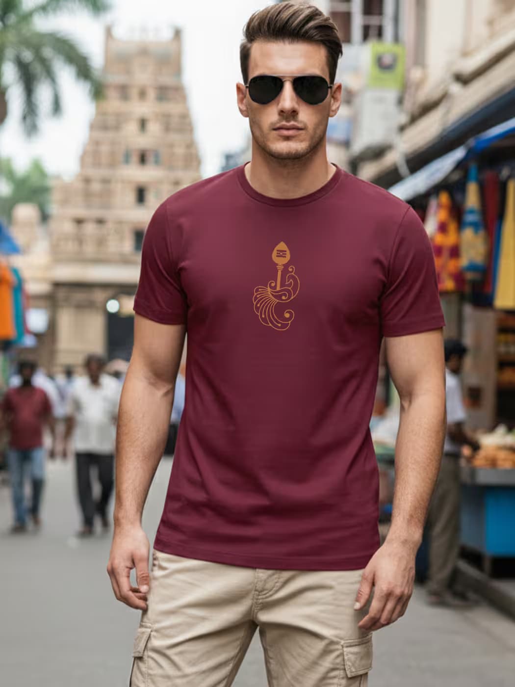 Minimal Vel Mayil T-Shirt For Men - Half Sleeve