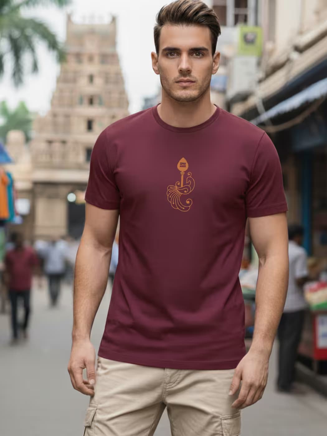 Minimal Vel Mayil T-Shirt For Men - Half Sleeve