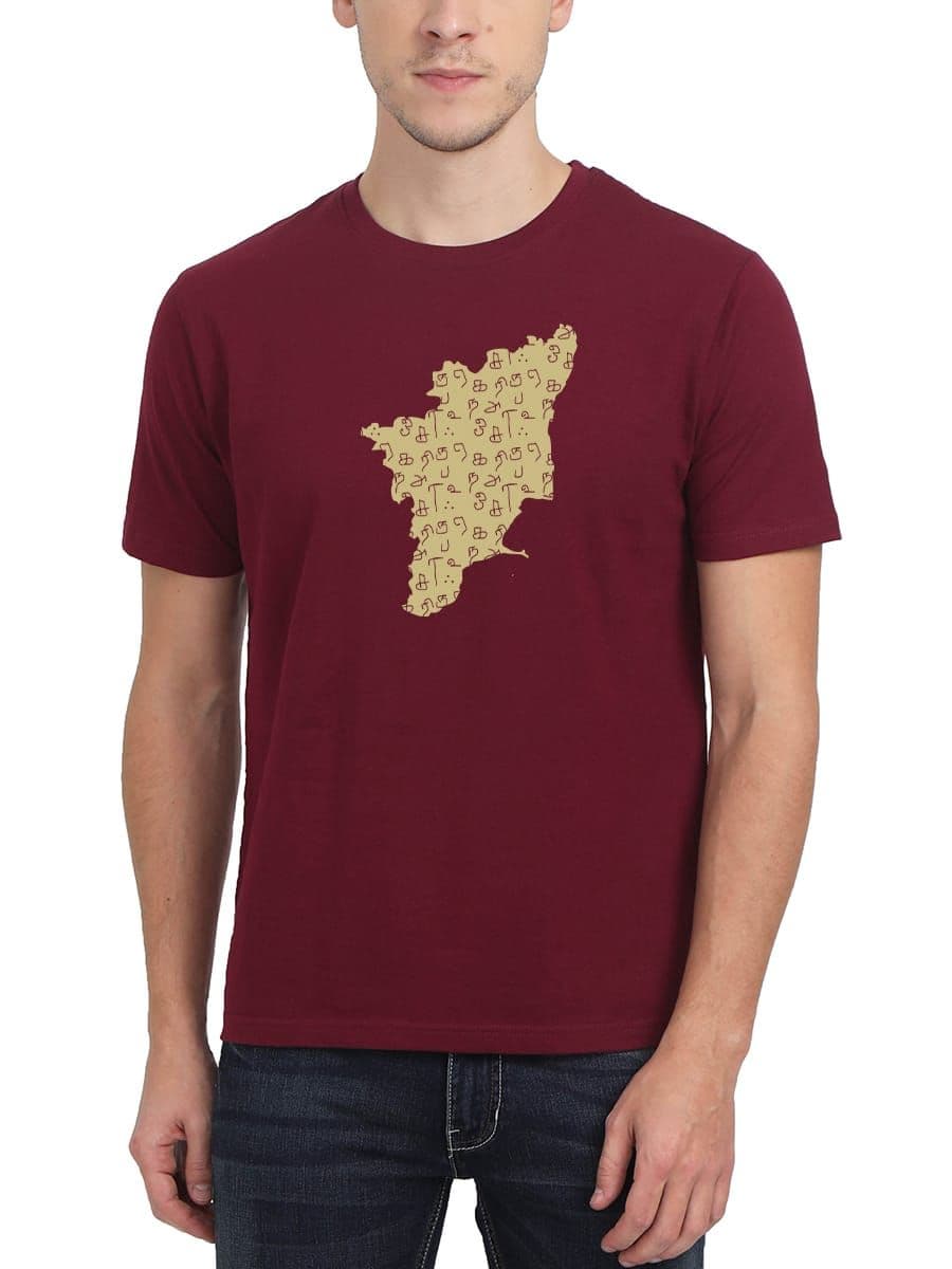 Kalvettu tamilnadu Map T-Shirt For Men - Half Sleeve