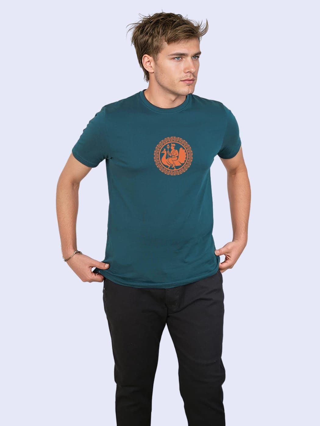 Peacock Ride T-Shirt For Men - Half Sleeve