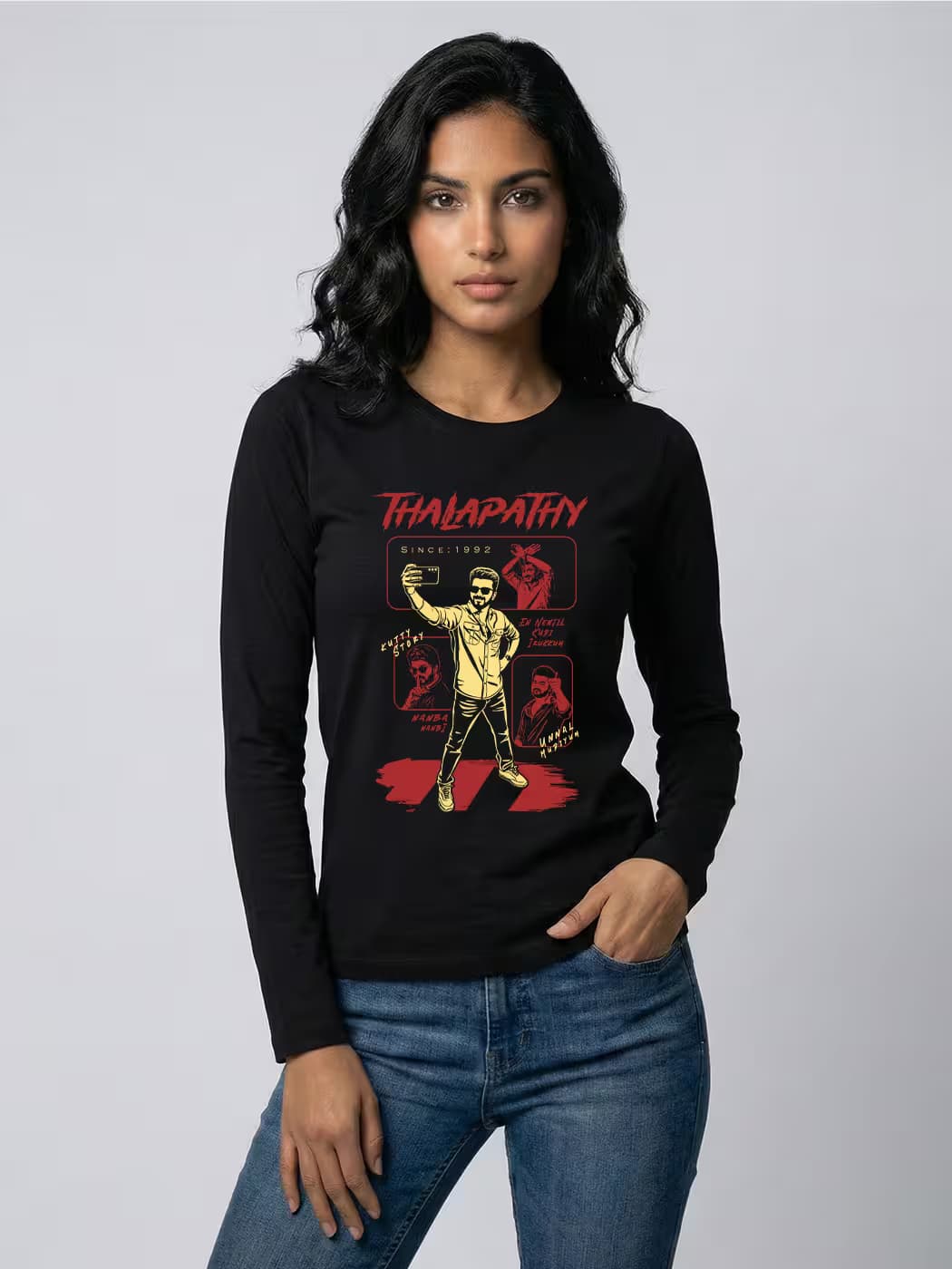 Thalapathy Vijay T-Shirt For Women - Full Sleeve