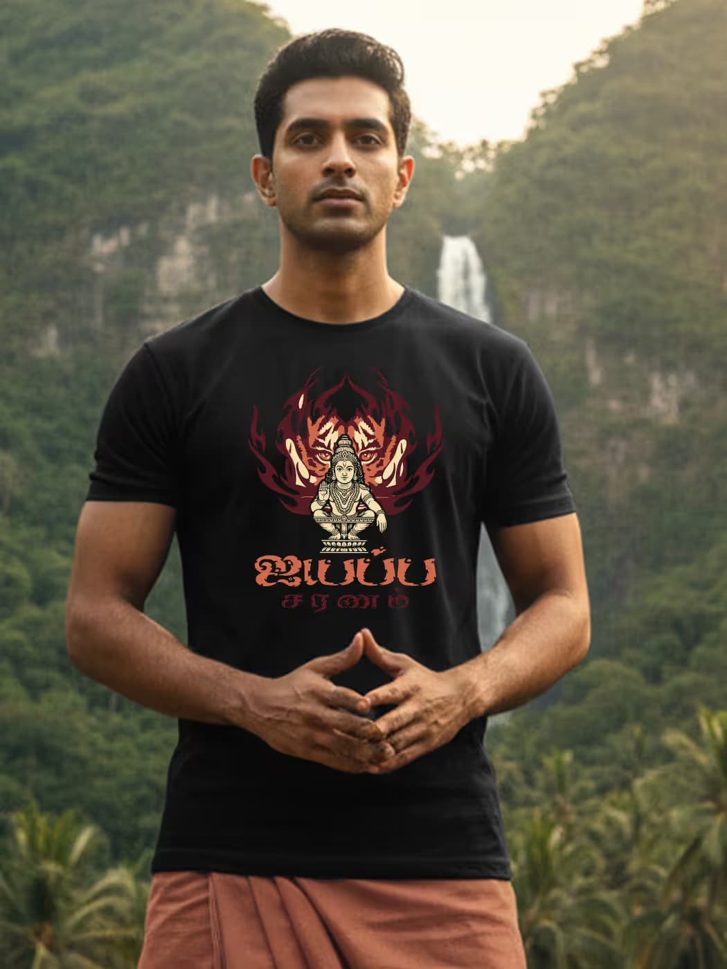 Ayyappa Saranam Tiger T-Shirt For Men - Half Sleeve