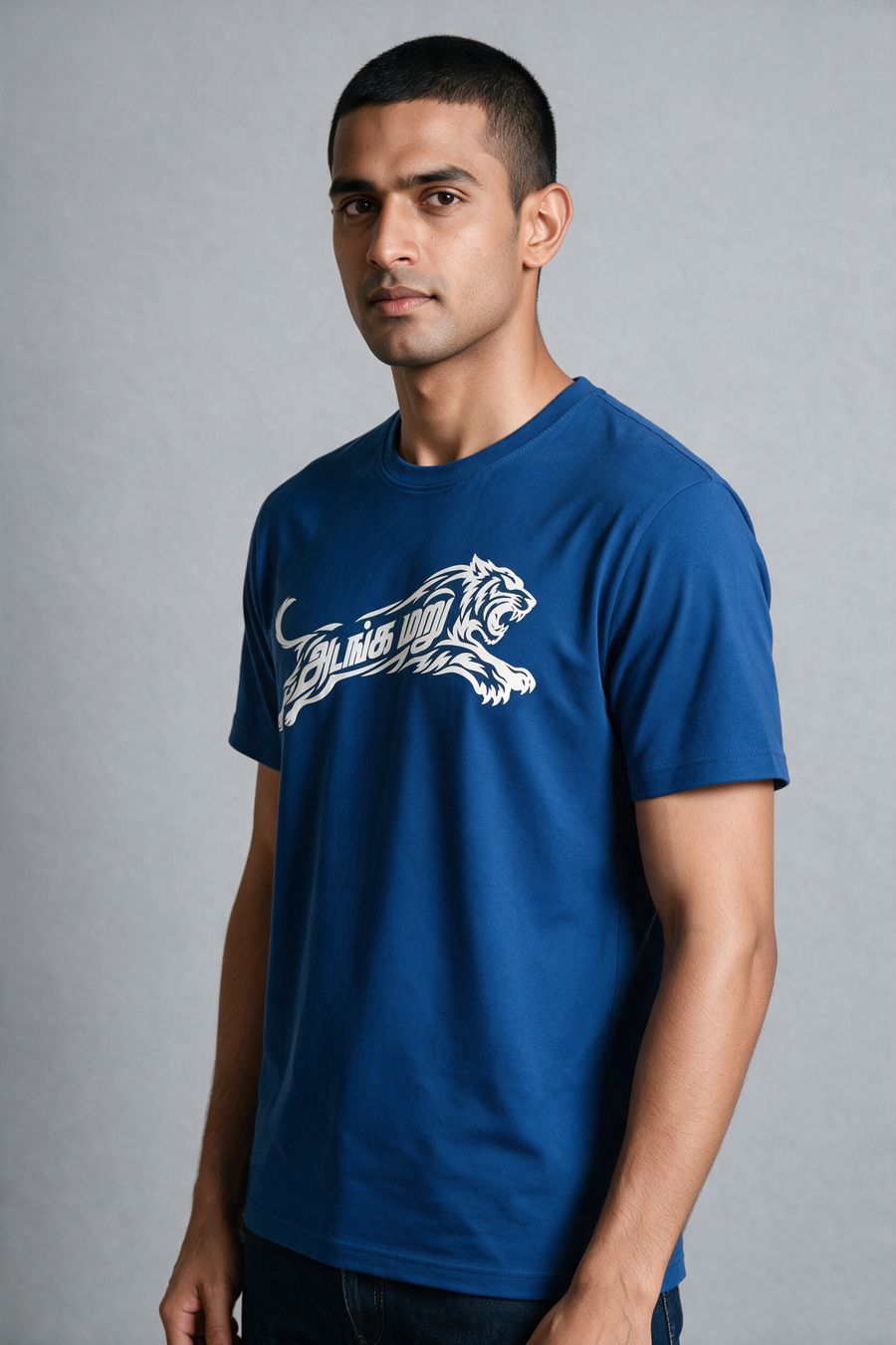 Adanga Maru Tamil Graphic T-Shirt — Royal Blue