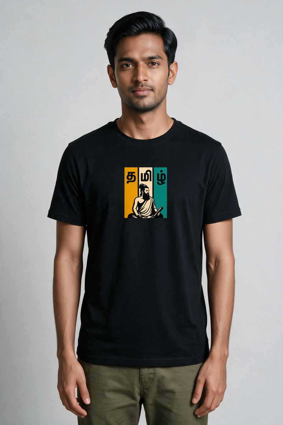 Tamil Valluvar Graphic T-Shirt — Black
