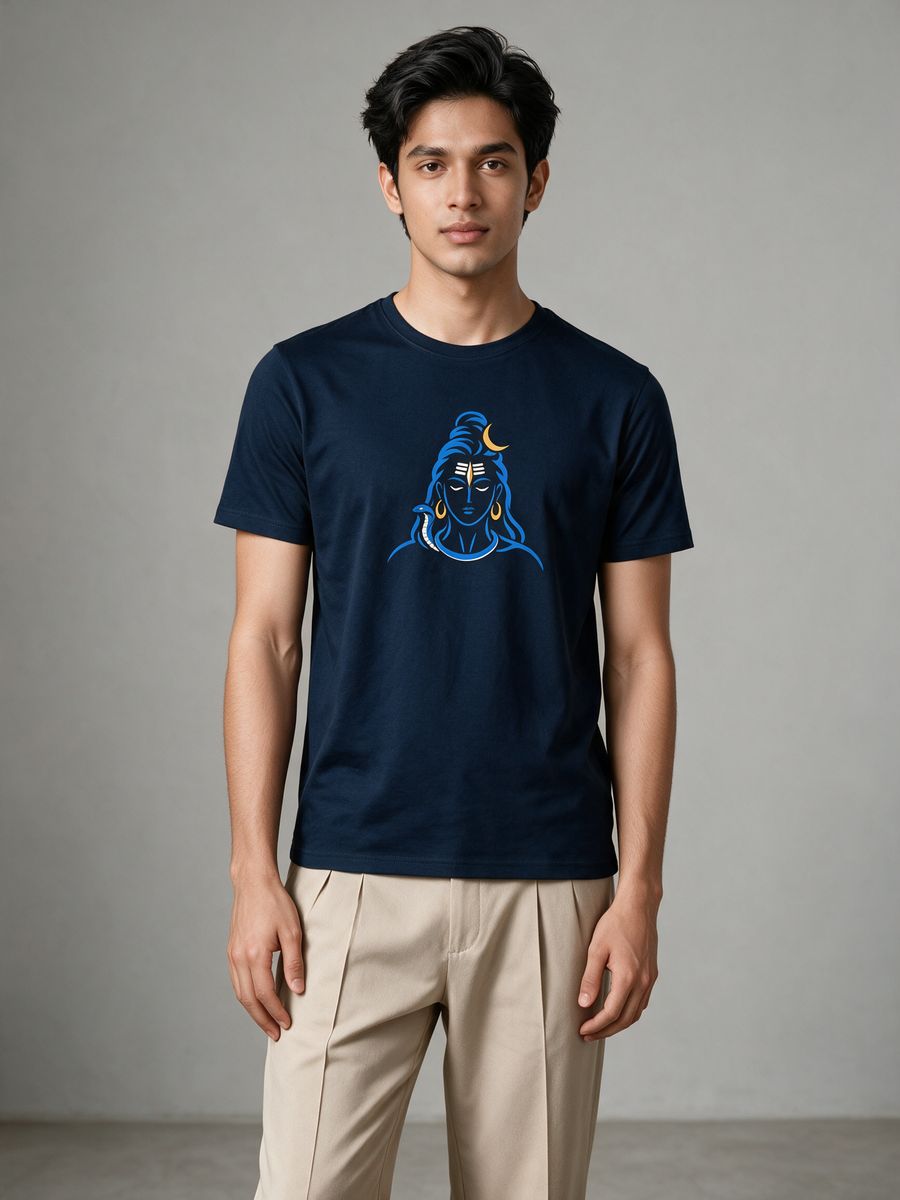 Shiva Crescent T-Shirt For Men - Half Sleeve