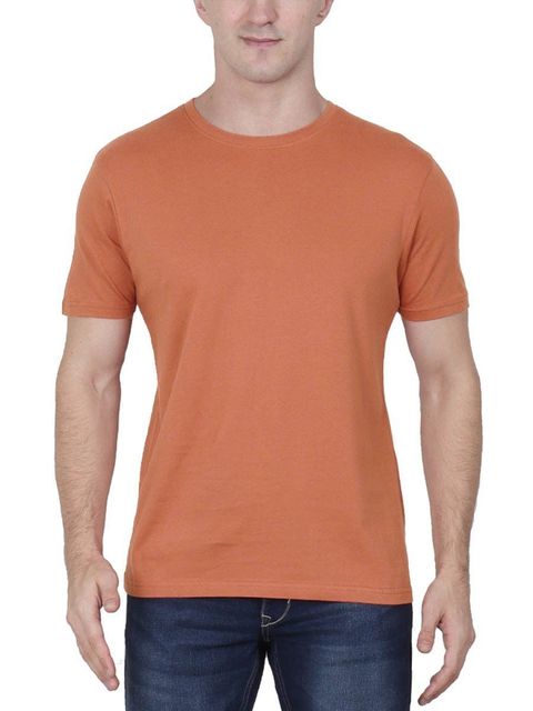 Men's Saffron Half Sleeve Round Neck Plain T-Shirt