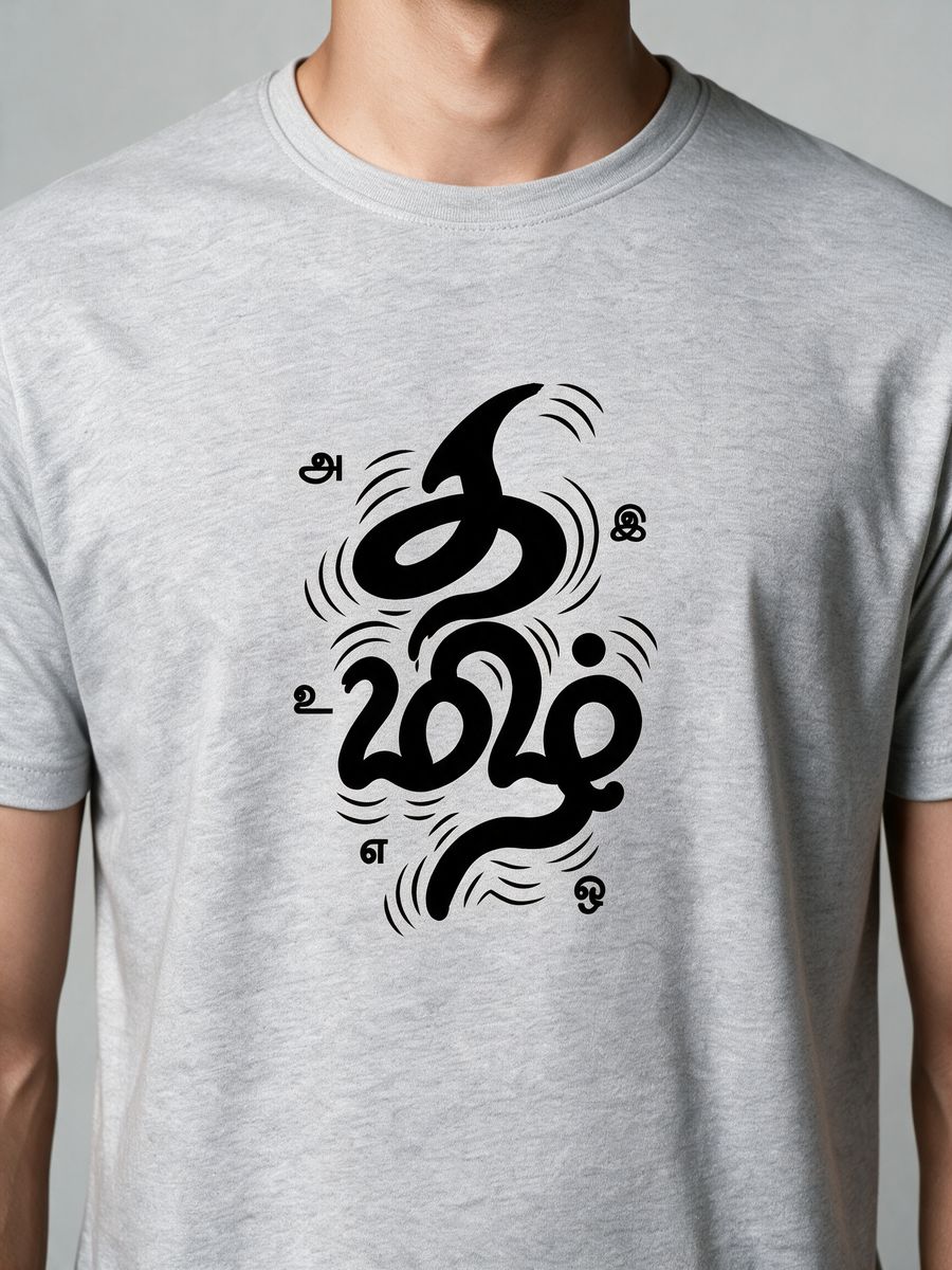 Uyir Tamil Typography T-Shirt For Men - Half Sleeve