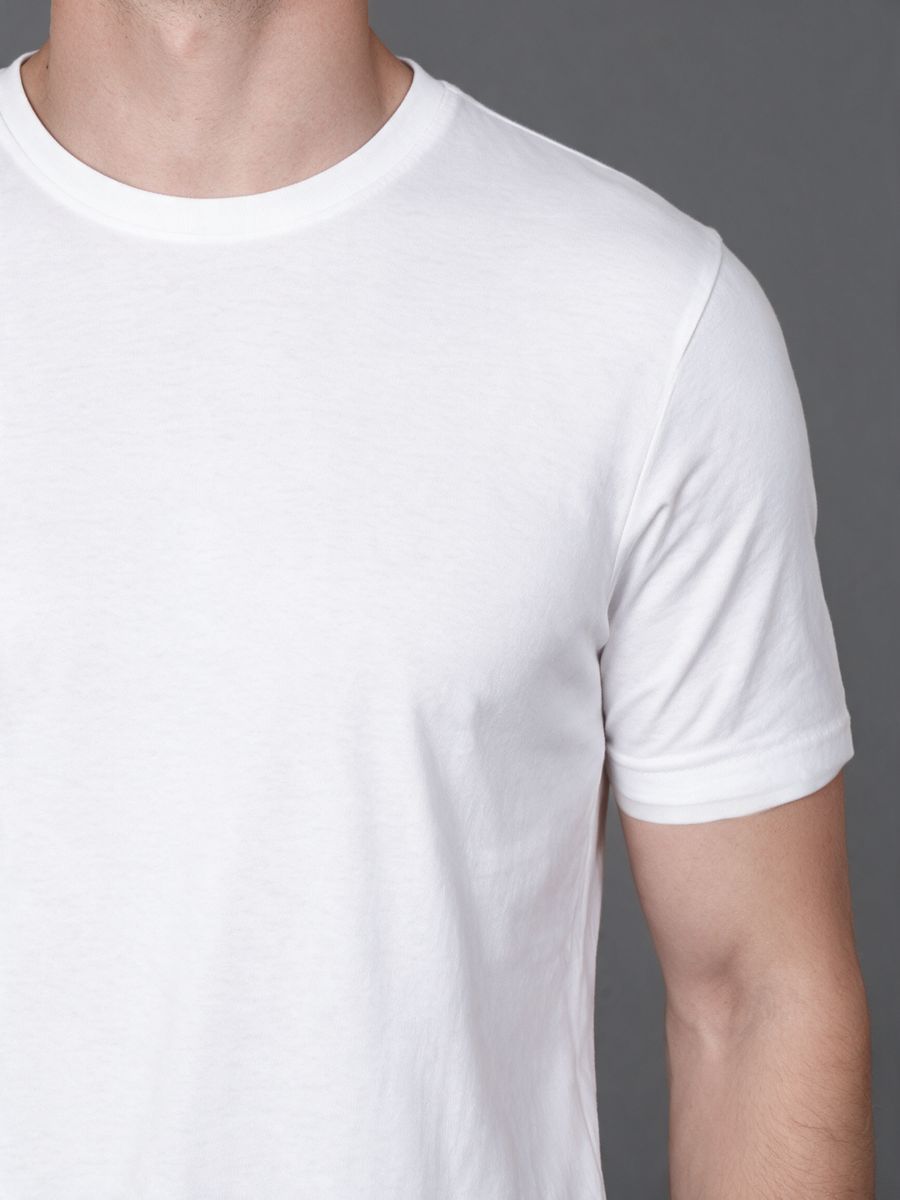 Men's White Half Sleeve Round Neck Plain T-Shirt