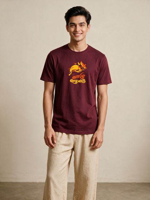 Vaazhu Vaazha Vidu Tamil Graphic T-Shirt For Men - Half Sleeve