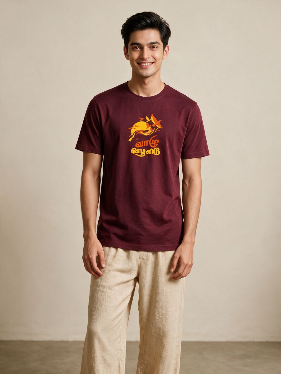 Vaazhu Vaazha Vidu Tamil Graphic T-Shirt For Men - Half Sleeve