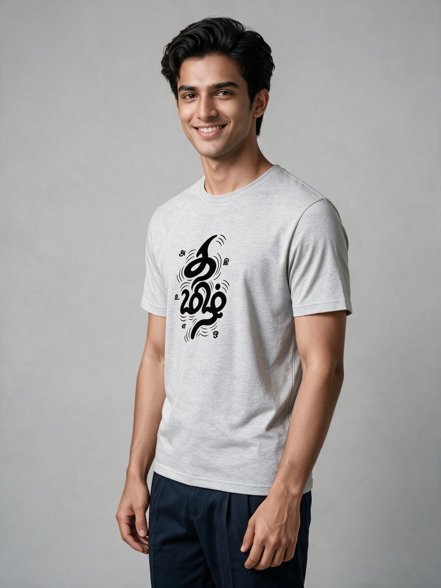 Uyir Tamil Typography T-Shirt For Men - Half Sleeve