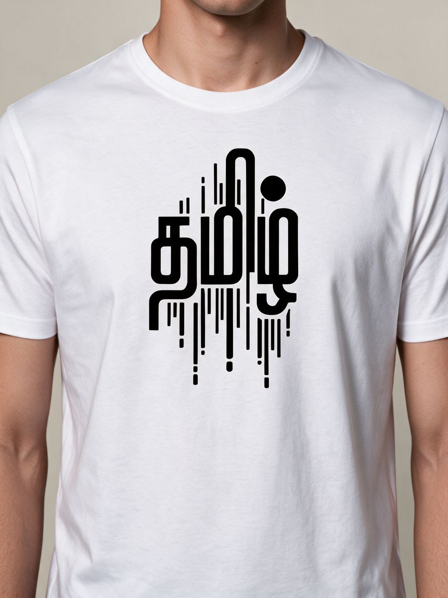 Tamil Lines Typography T-Shirt For Men - Half Sleeve