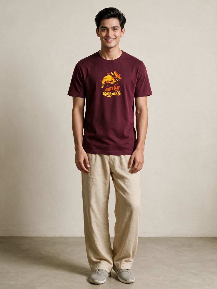 Vaazhu Vaazha Vidu Tamil Graphic T-Shirt For Men - Half Sleeve