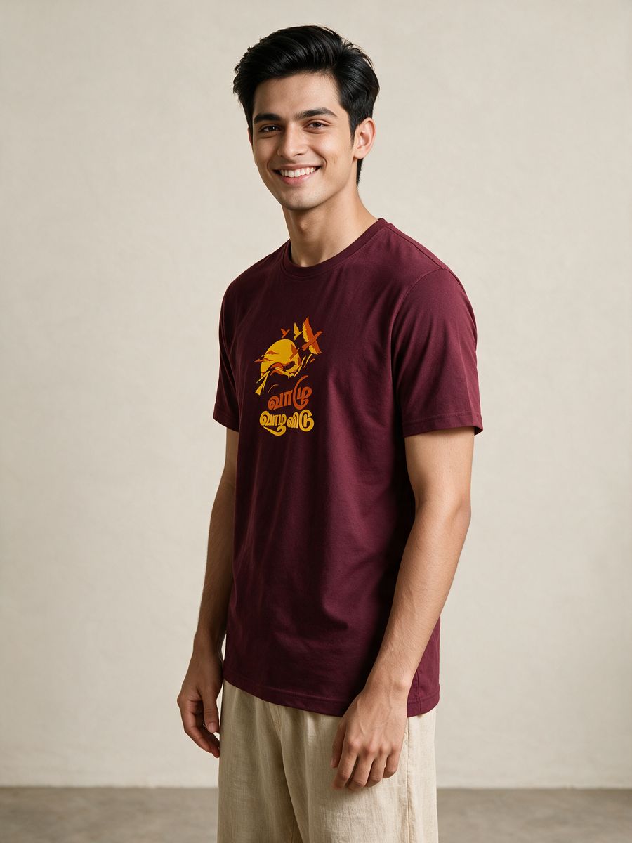 Vaazhu Vaazha Vidu Tamil Graphic T-Shirt For Men - Half Sleeve