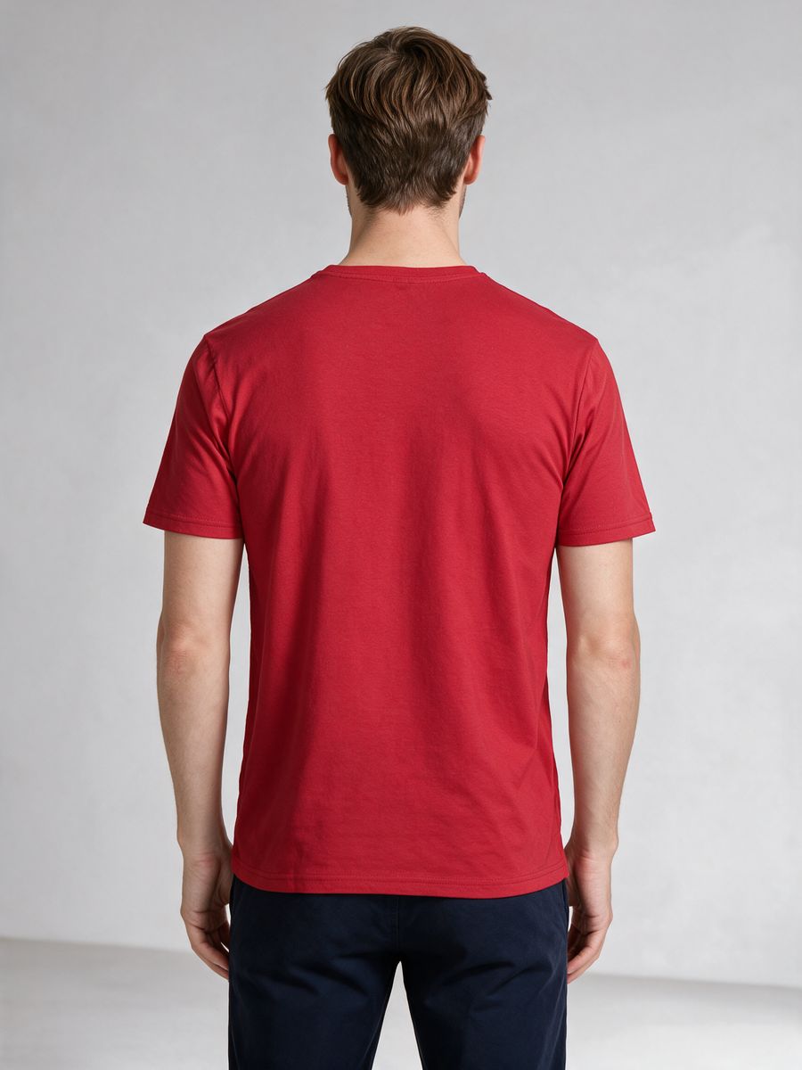 Men's Red Half Sleeve Round Neck Plain T-Shirt
