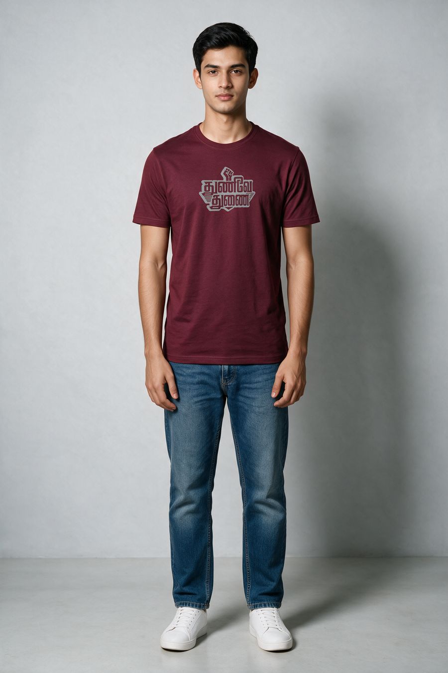 Thunive Thunai Tamil Typography T-Shirt For Men - Half Sleeve