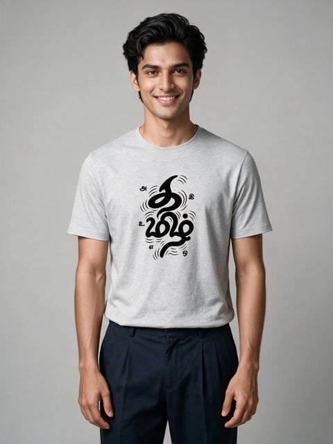 Uyir Tamil Typography T-Shirt For Men - Half Sleeve