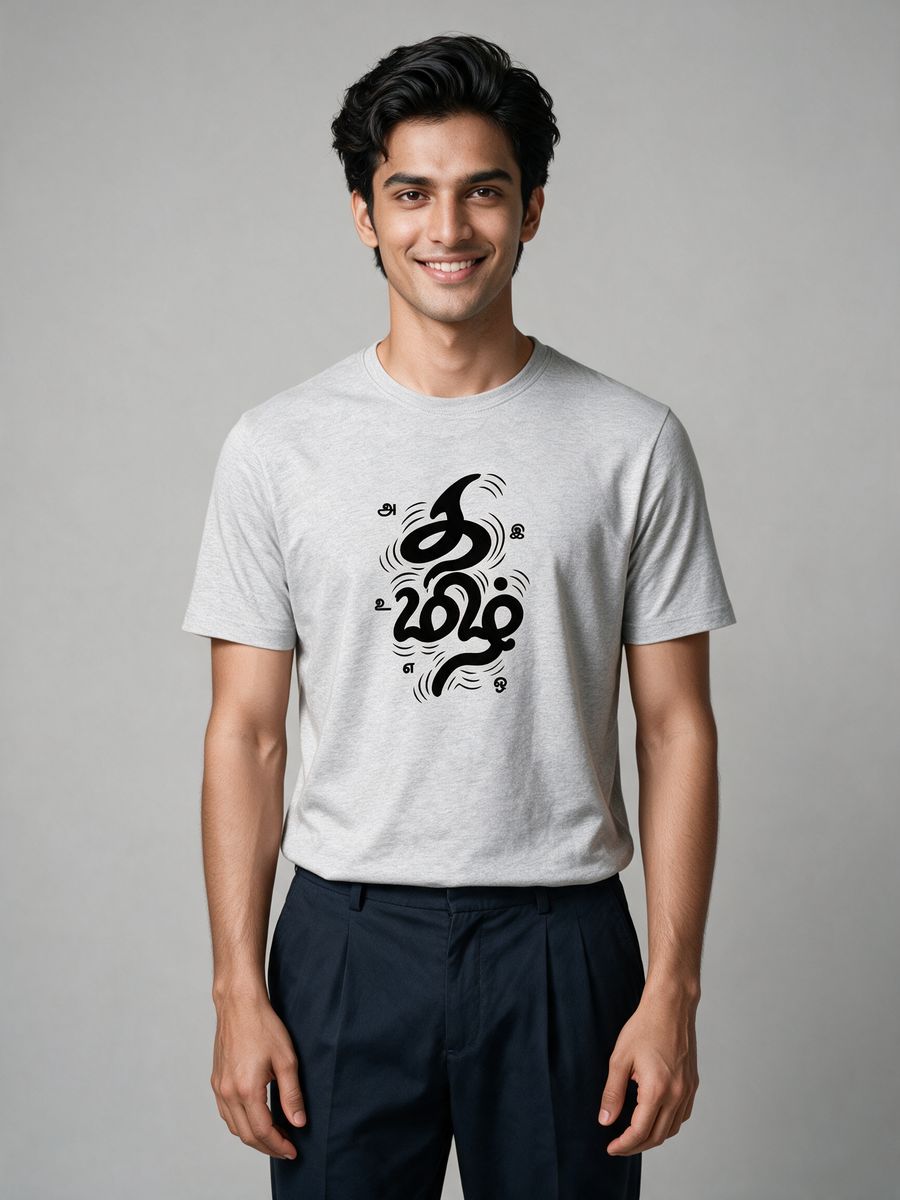 Uyir Tamil Typography T-Shirt For Men - Half Sleeve