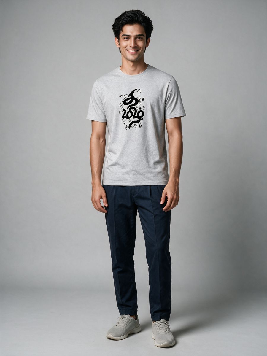 Uyir Tamil Typography T-Shirt For Men - Half Sleeve