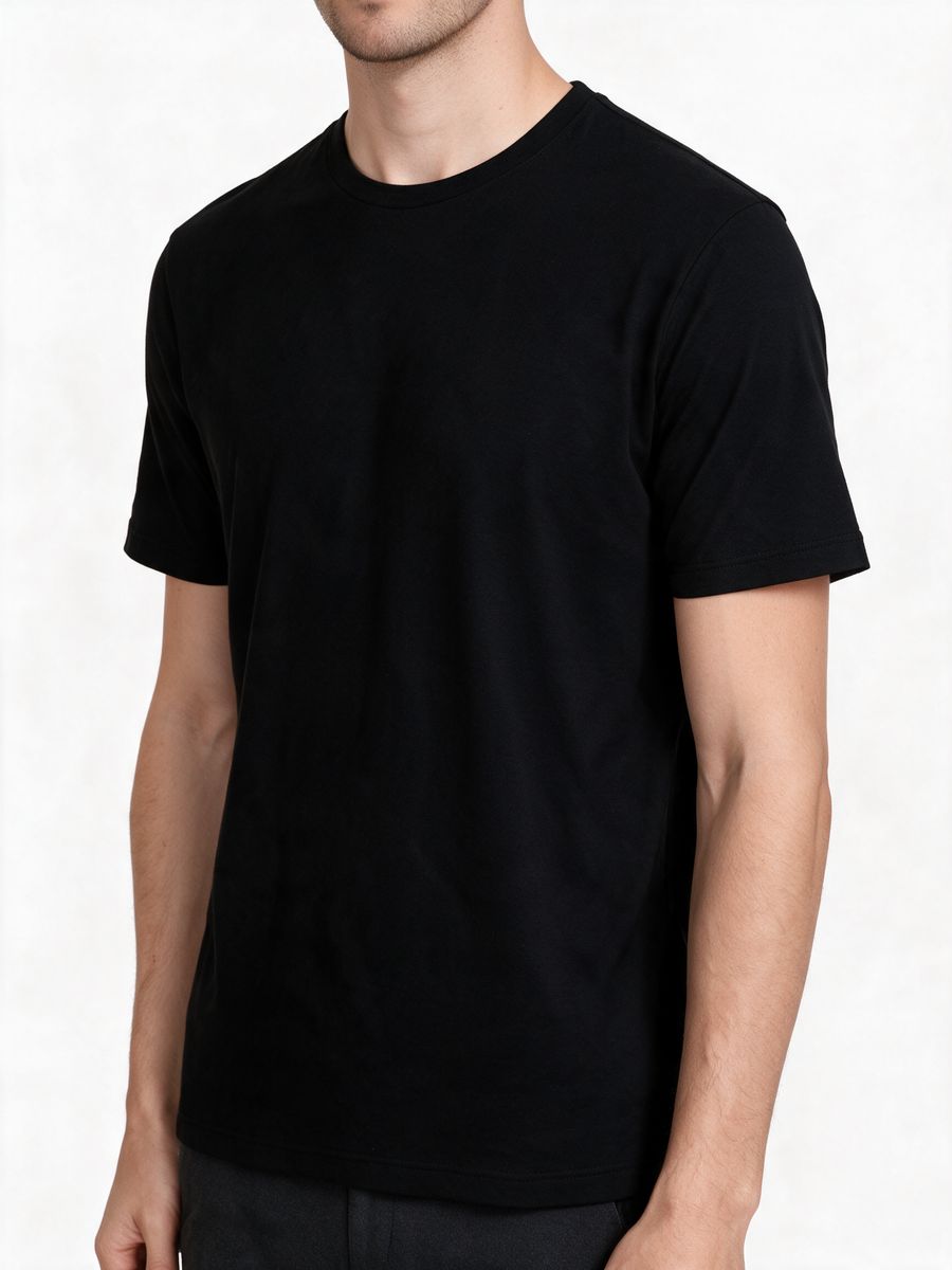 Men's Black Half Sleeve Round Neck Plain T-Shirt