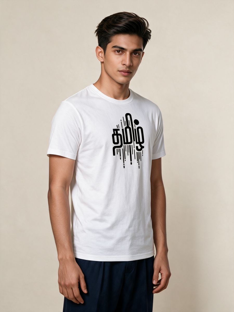 Tamil Lines Typography T-Shirt For Men - Half Sleeve