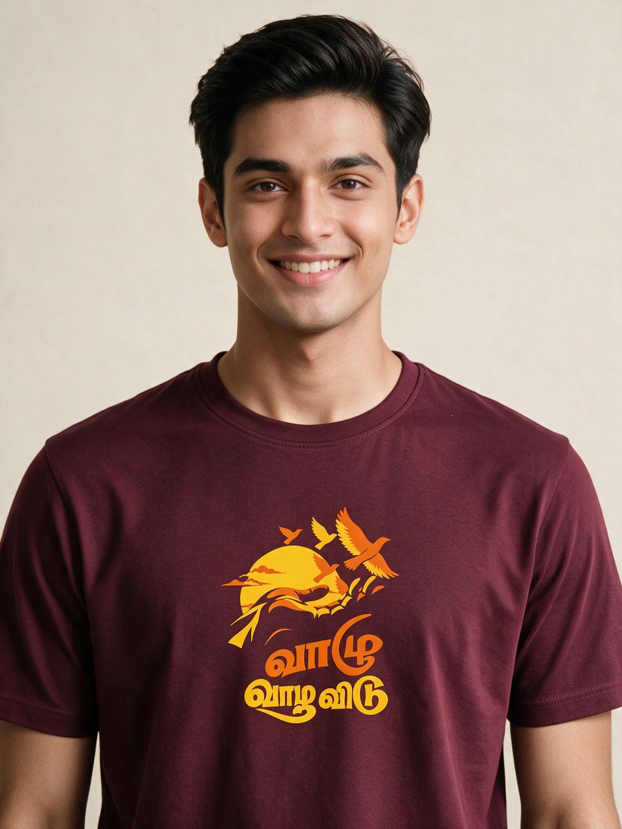 Vaazhu Vaazha Vidu Tamil Graphic T-Shirt For Men - Half Sleeve