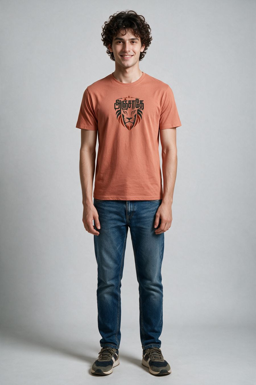 Anjathe Tamil Graphic T-Shirt For Men - Half Sleeve