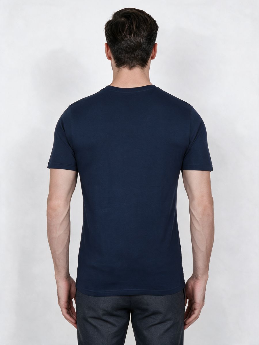 Men's Navy Blue Half Sleeve Round Neck Plain T-Shirt