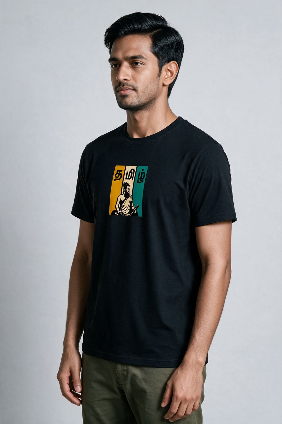 Tamil Valluvar Graphic T-Shirt — Black