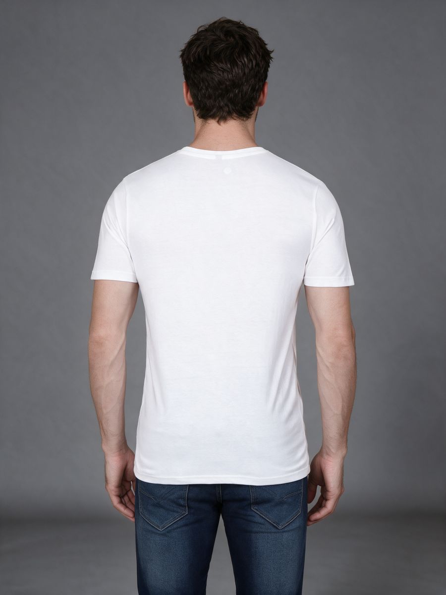 Men's White Half Sleeve Round Neck Plain T-Shirt