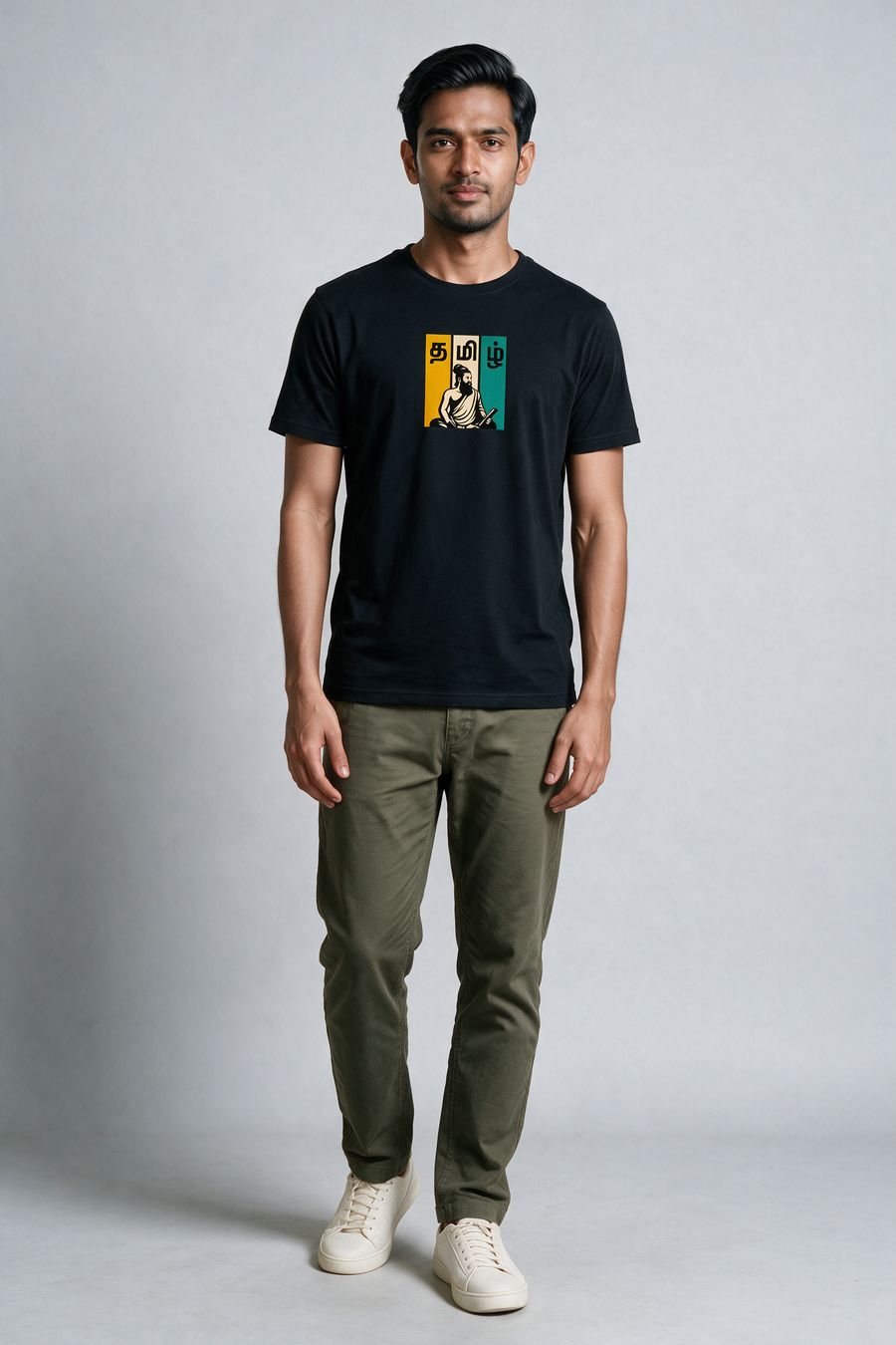 Tamil Valluvar Graphic T-Shirt — Black