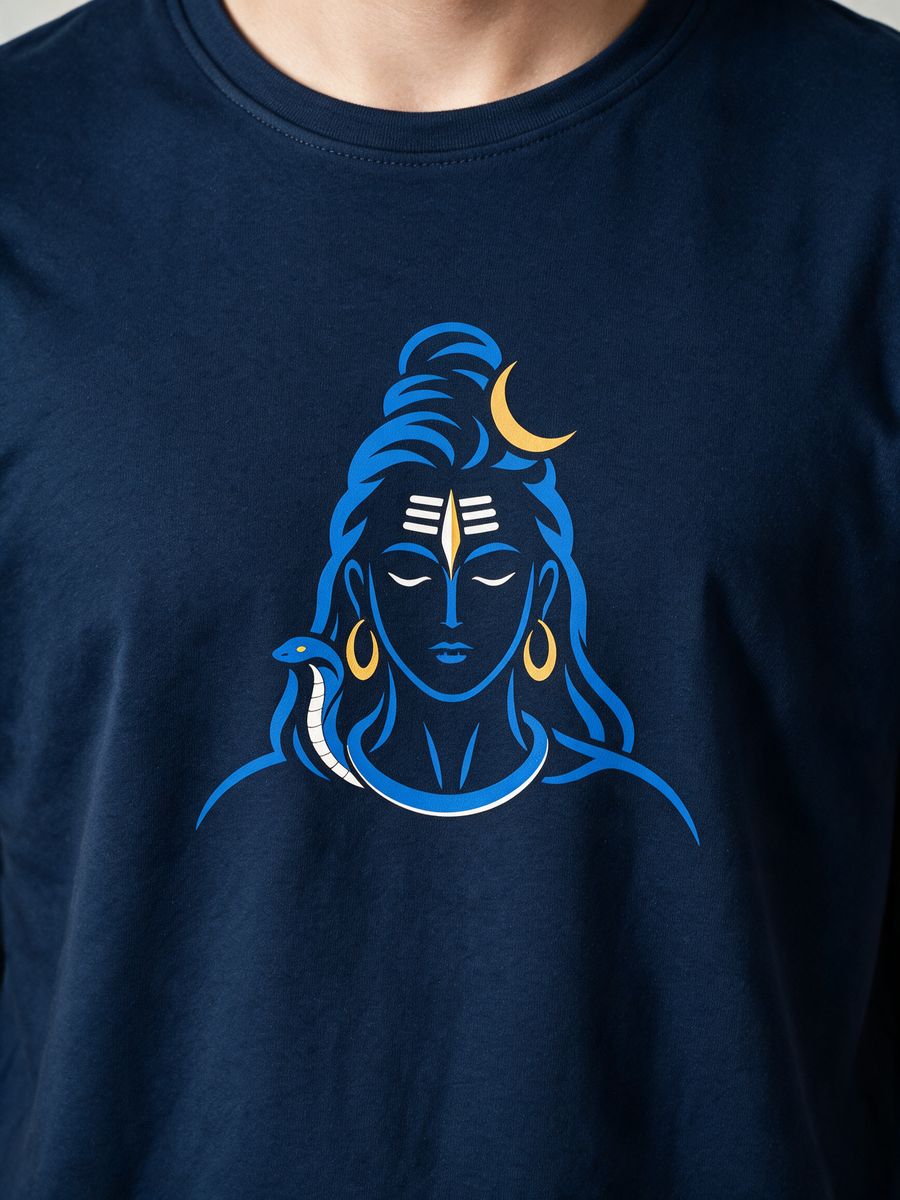 Shiva Crescent T-Shirt For Men - Half Sleeve