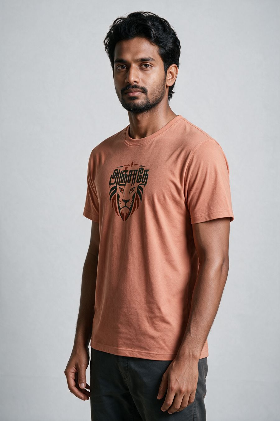 Anjathe Tamil Graphic T-Shirt — Saffron