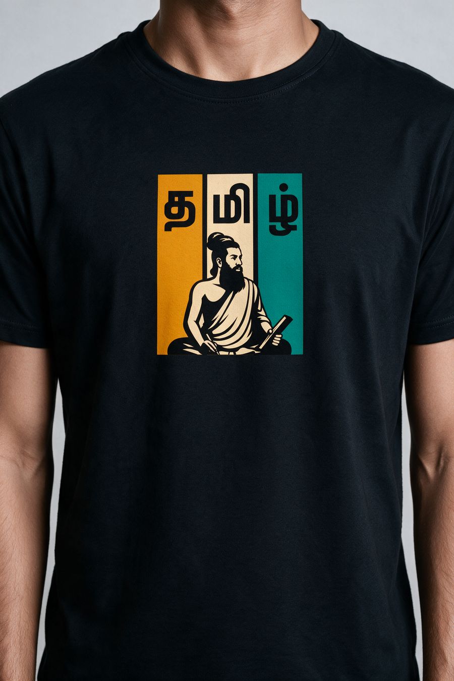 Tamil Valluvar Graphic T-Shirt — Black