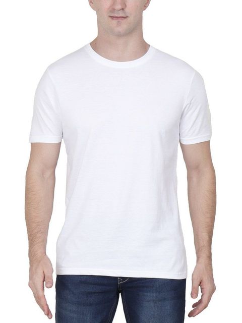 Men's White Half Sleeve Round Neck Plain T-Shirt