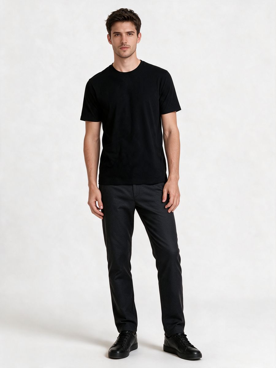 Men's Black Half Sleeve Round Neck Plain T-Shirt