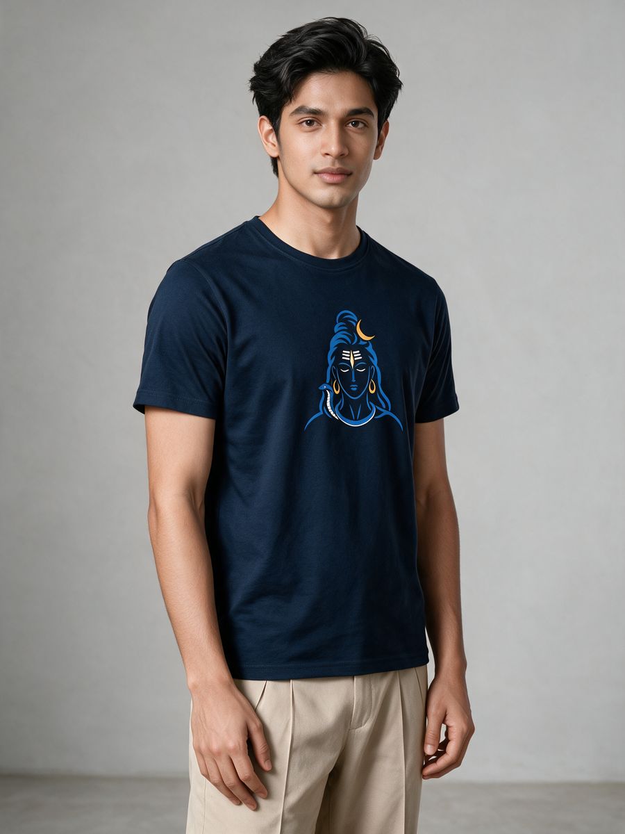 Shiva Crescent T-Shirt For Men - Half Sleeve