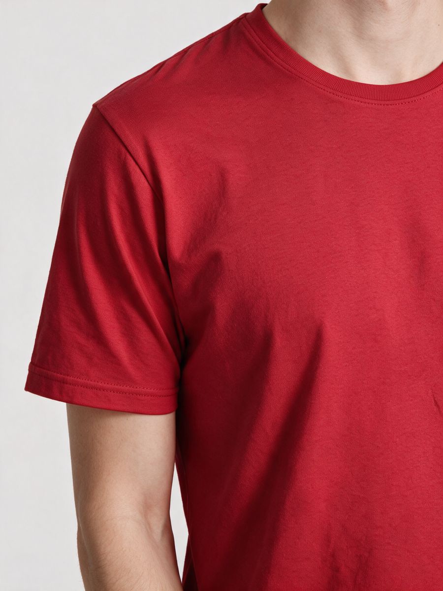 Men's Red Half Sleeve Round Neck Plain T-Shirt