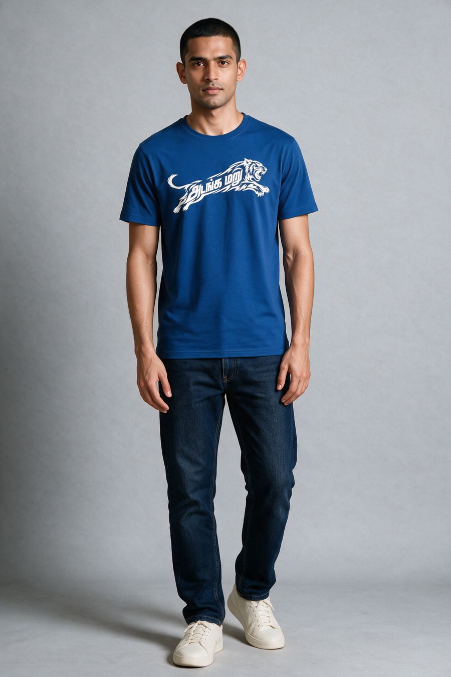 Adanga Maru Tamil Graphic T-Shirt — Royal Blue