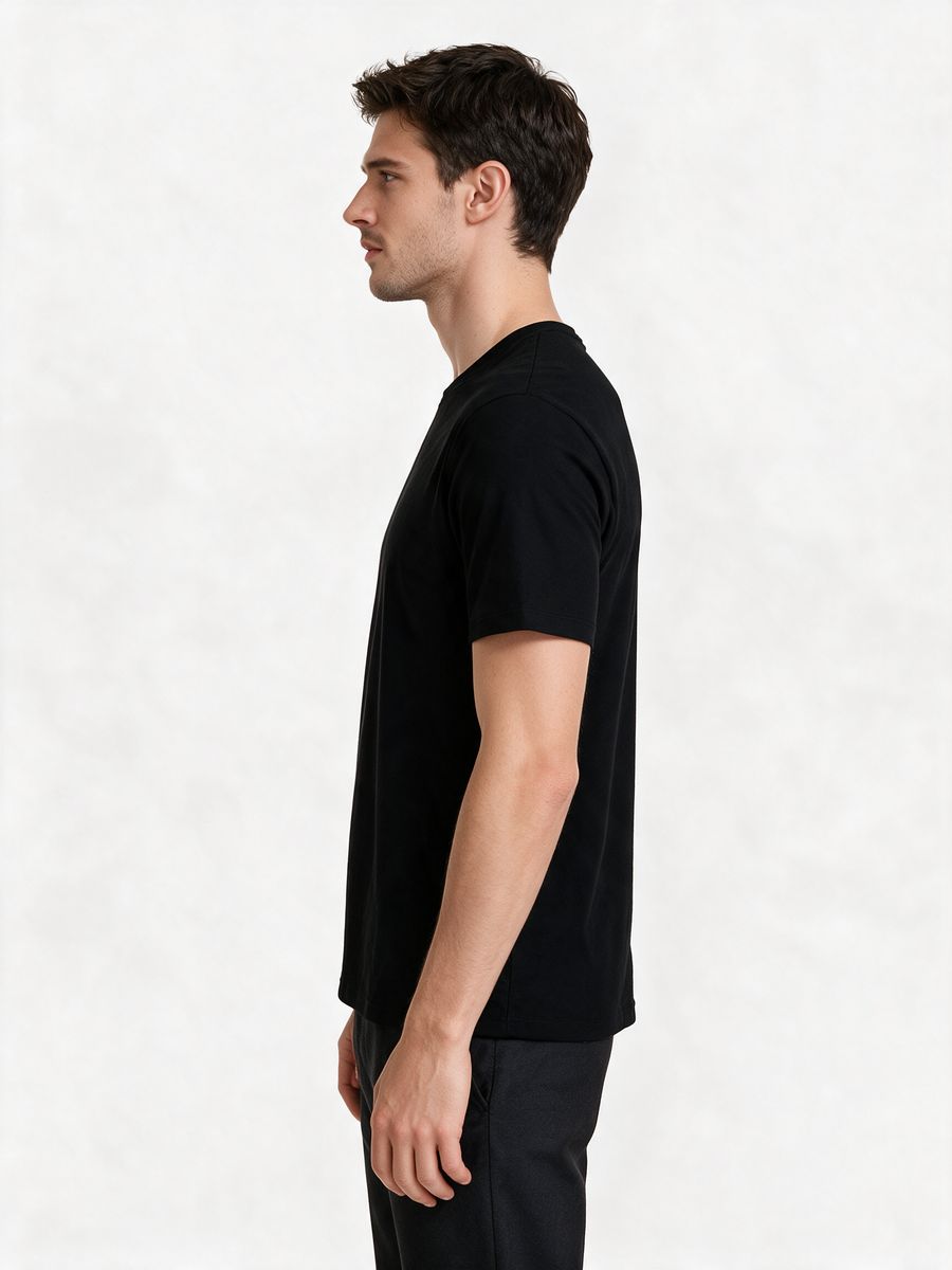 Men's Black Half Sleeve Round Neck Plain T-Shirt