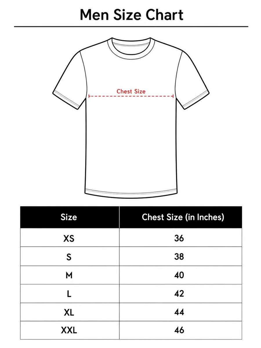 Men regular T-shirt size chart