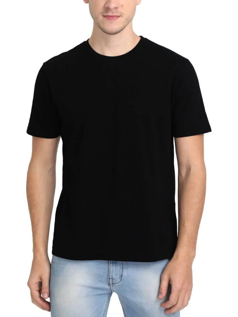 Men's Black Half Sleeve Round Neck Plain T-Shirt