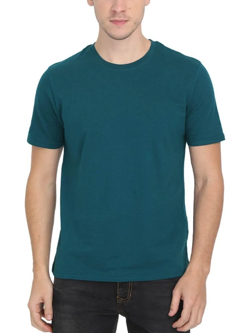 Men's Petrol Half Sleeve Round Neck Plain T-Shirt