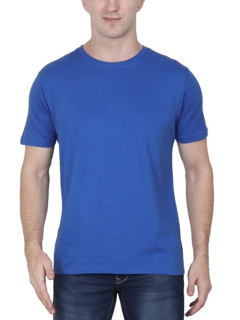Men's Royal Blue Half Sleeve Round Neck Plain T-Shirt