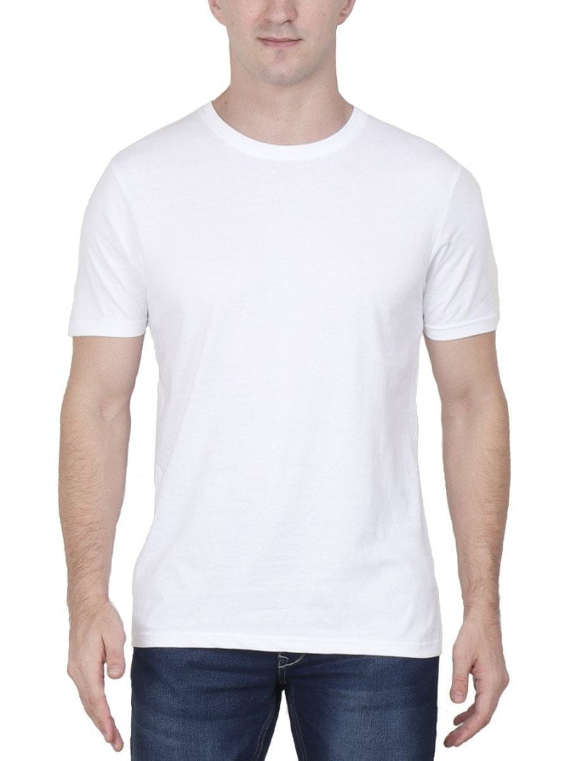 Men's White Half Sleeve Round Neck Plain T-Shirt
