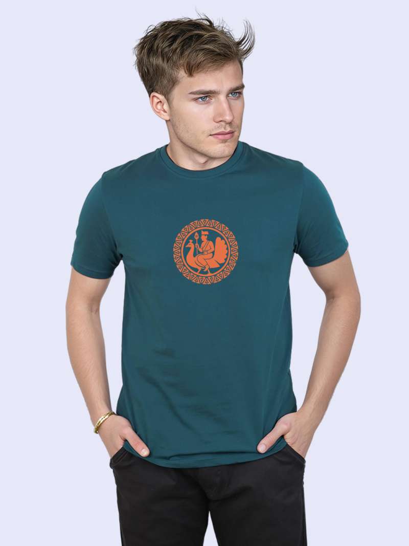 Peacock Ride T-Shirt For Men - Half Sleeve