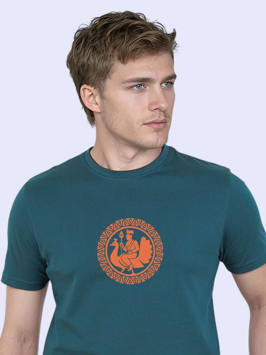 Peacock Ride T-Shirt For Men - Half Sleeve - Image 2